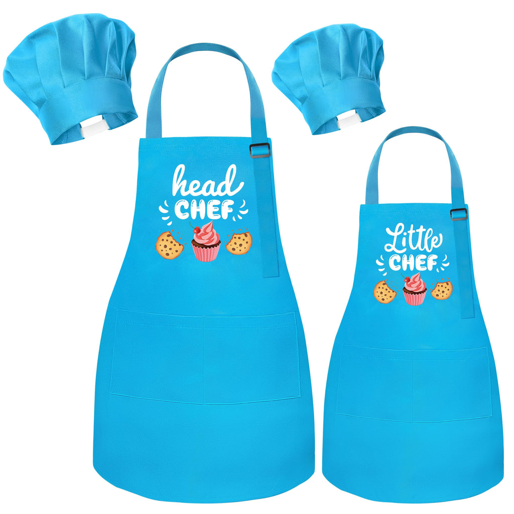 R HORSE 4-Piece Parent-Child Apron and Chef Hat Set for Pretend Play Cooking