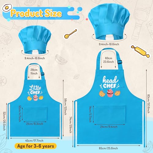R HORSE 4-Piece Parent-Child Apron and Chef Hat Set for Pretend Play Cooking