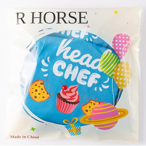 R HORSE 4-Piece Parent-Child Apron and Chef Hat Set for Pretend Play Cooking