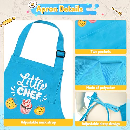 R HORSE 4-Piece Parent-Child Apron and Chef Hat Set for Pretend Play Cooking