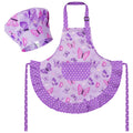 R HORSE Kids Apron and Chef Hat Set - Purple Butterfly Toddler Apron for Girls Ages 3-6