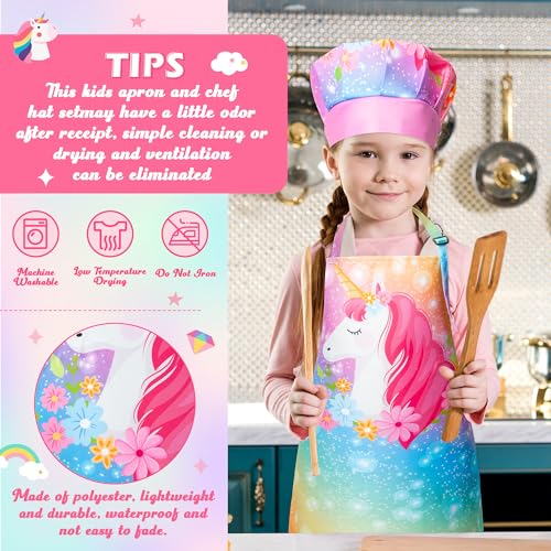 R HORSE Magic Horse Kids Apron & Chef Hat Set - Adjustable Waterproof Polyester for Cooking, Baking, Painting, and Role Play