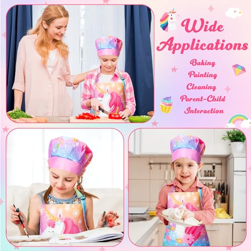 R HORSE Magic Horse Kids Apron & Chef Hat Set - Adjustable Waterproof Polyester for Cooking, Baking, Painting, and Role Play