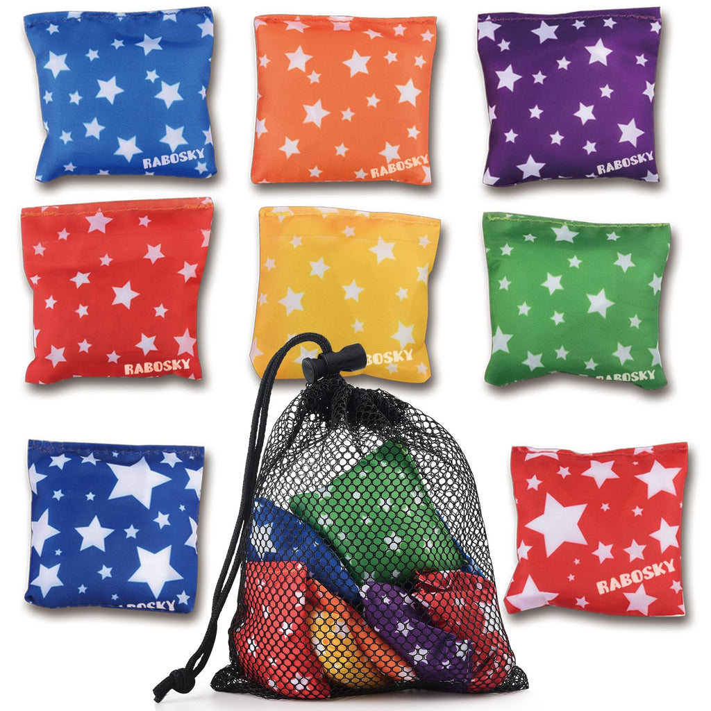 RaboSky Small Bean Bags for Kids – Star-Shaped Tossing Toy for Toddlers, 8-Piece Set with Carry Bag