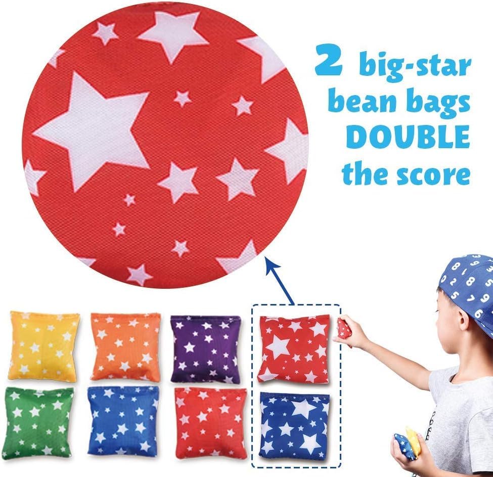 RaboSky Small Bean Bags for Kids – Star-Shaped Tossing Toy for Toddlers, 8-Piece Set with Carry Bag