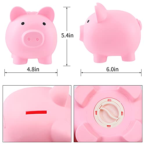 Rachan Large Piggy Bank for Boys – Unbreakable Plastic Coin Bank with Removable Plug (Pink/Blue)