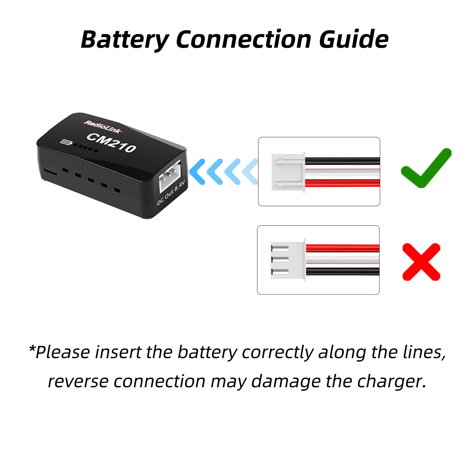 Radiolink CM210 15W 1.5A 2S LiPo Balance Charger with USB Type-C for RC Airplane, Car, Boat, SCX24, SCX10, Gel Blaster