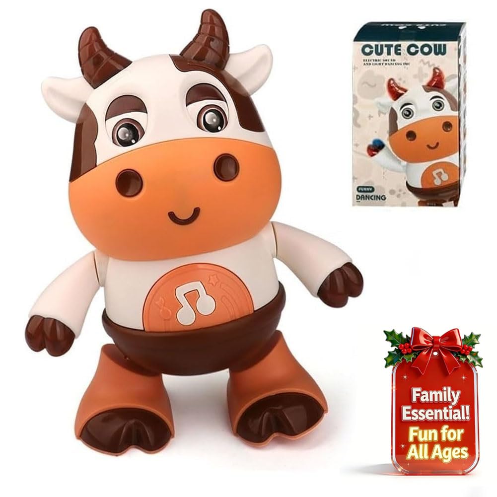 rafonie Dance Cow Light Up Toy: Musical Dancing Cow for Toddlers, Interactive Walking Toy with Lights & Sounds