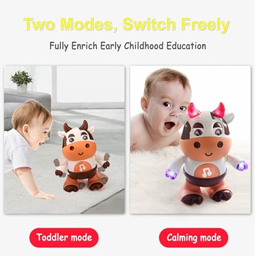 rafonie Dance Cow Light Up Toy: Musical Dancing Cow for Toddlers, Interactive Walking Toy with Lights & Sounds