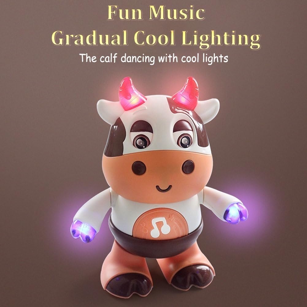 rafonie Dance Cow Light Up Toy: Musical Dancing Cow for Toddlers, Interactive Walking Toy with Lights & Sounds