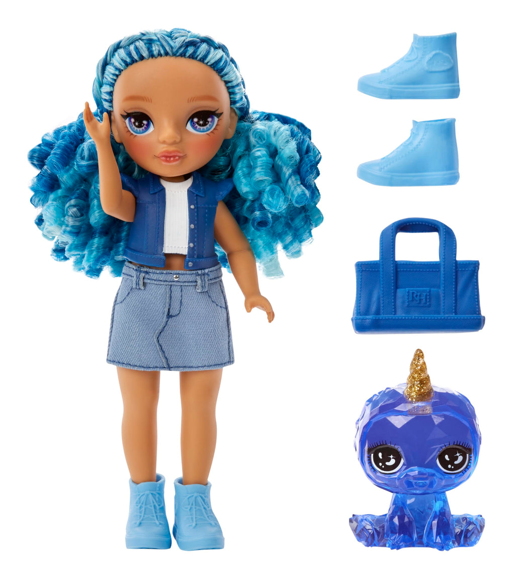 Rainbow High Littles Sapphire Bradshaw Blue 5.5" Posable Doll with Purse and Yeti Pet