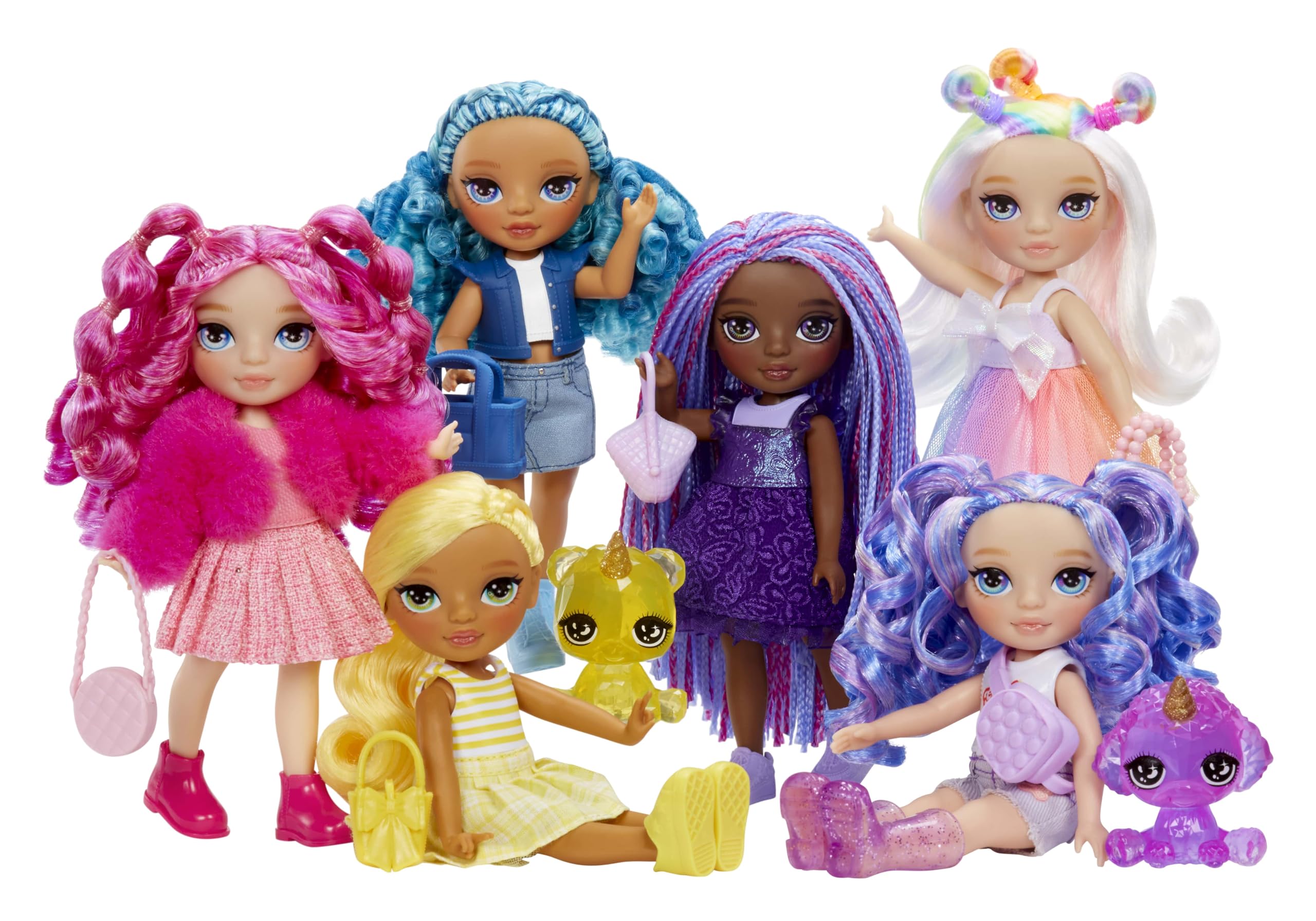 Rainbow High Littles Sapphire Bradshaw Blue 5.5" Posable Doll with Purse and Yeti Pet