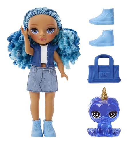 Rainbow High Littles Sapphire Bradshaw Blue 5.5" Posable Doll with Purse and Yeti Pet