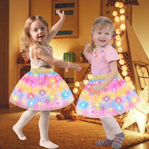 Rainbow Light-Up Princess Dress Set for Girls 4-6 with Unicorn Accessories