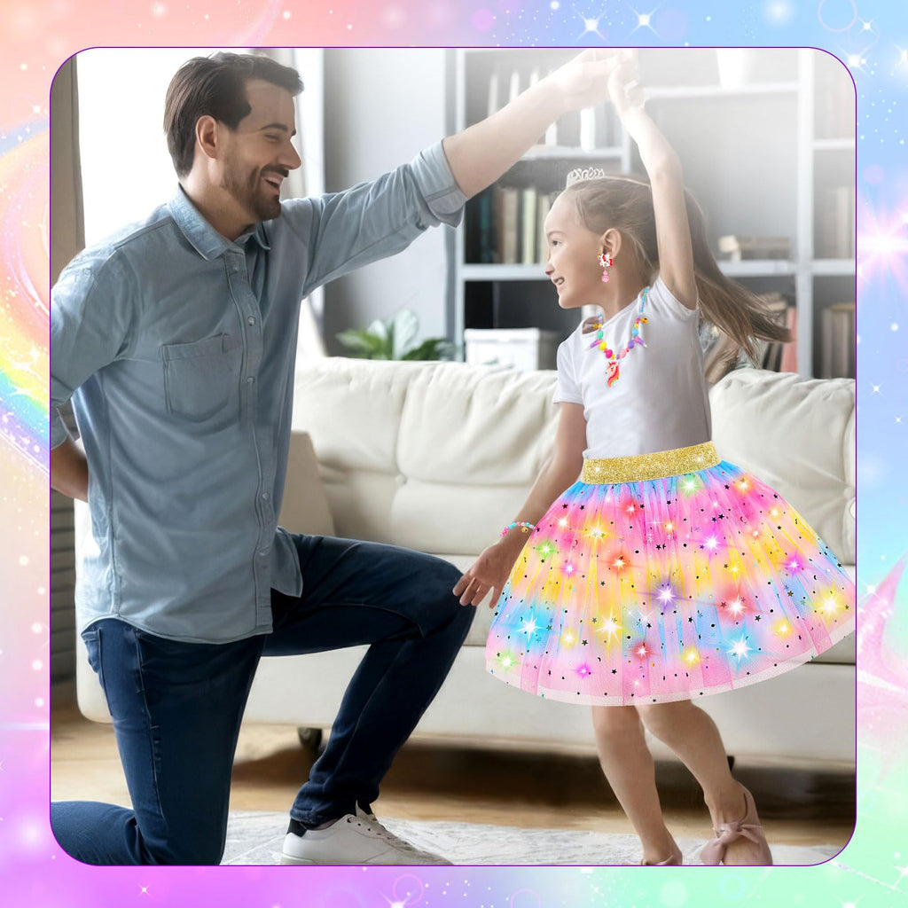 Rainbow Light-Up Princess Dress Set for Girls 4-6 with Unicorn Accessories