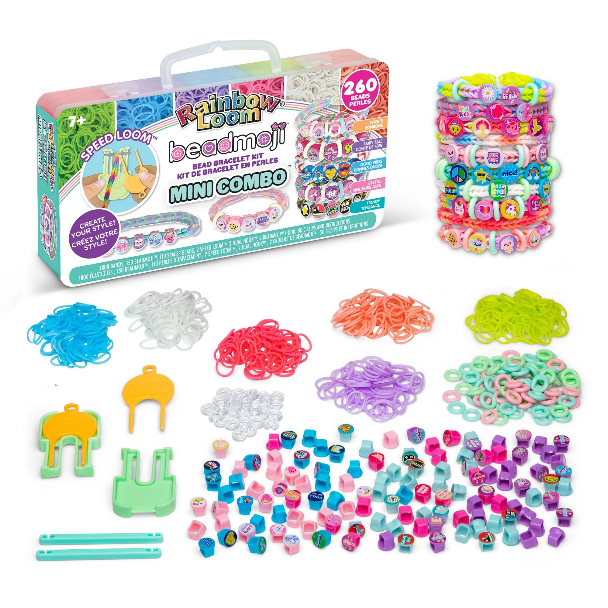 Rainbow Loom Beadmoji Mini Combo: Create Custom Bracelets with 1800 Bands & Themed Beads, Ages 7+