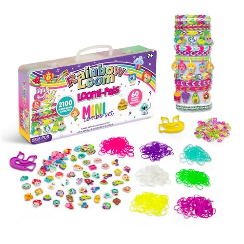 Rainbow Loom Loomi-Pals Mini Set: 60 Assorted Charms, Happy Loom, 2100 Bands in Portable Case – Ages 7+