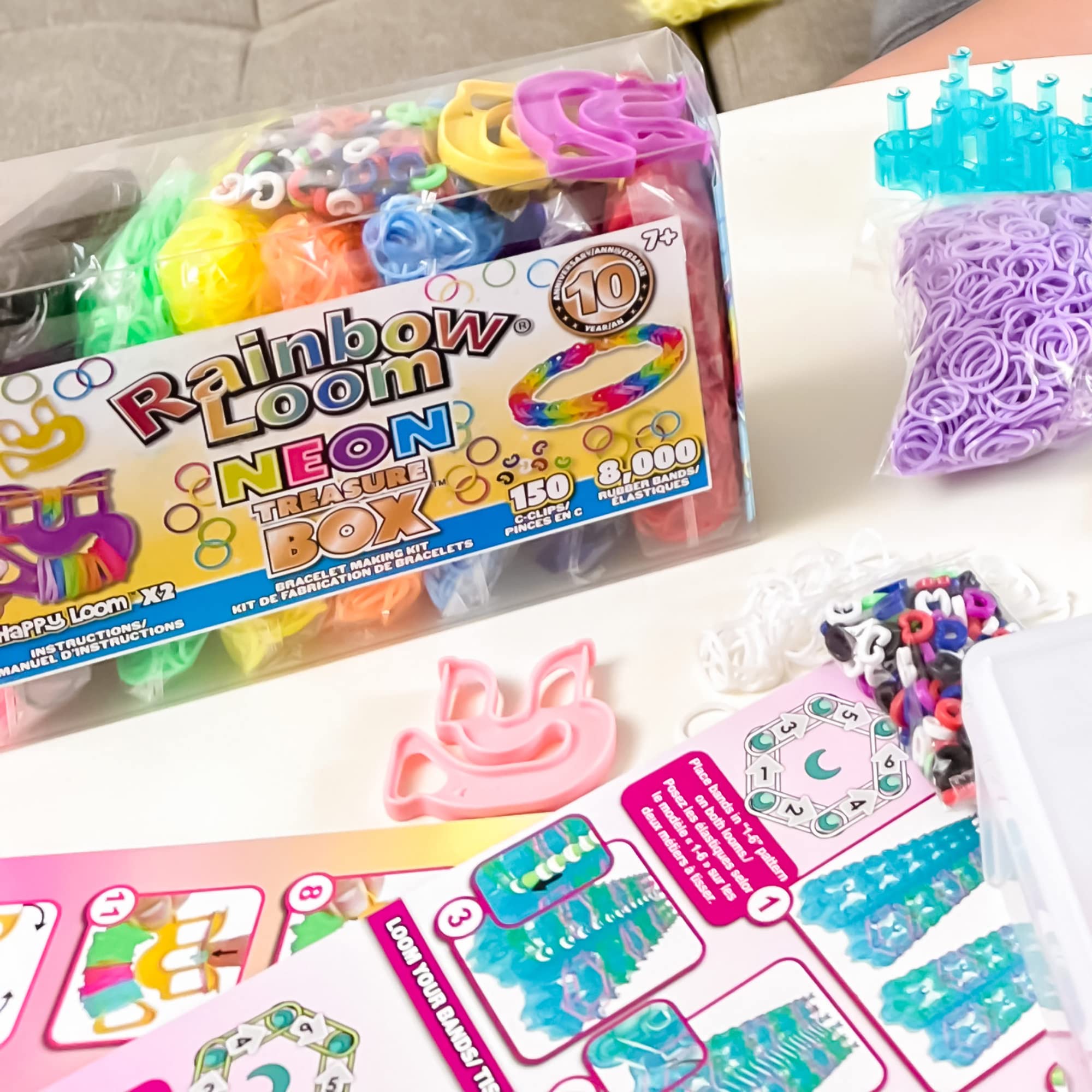 Rainbow Loom Treasure Box Neon Edition – 8,000 Neon Bands, 2 Happy Looms, Craft Kit for Ages 7+