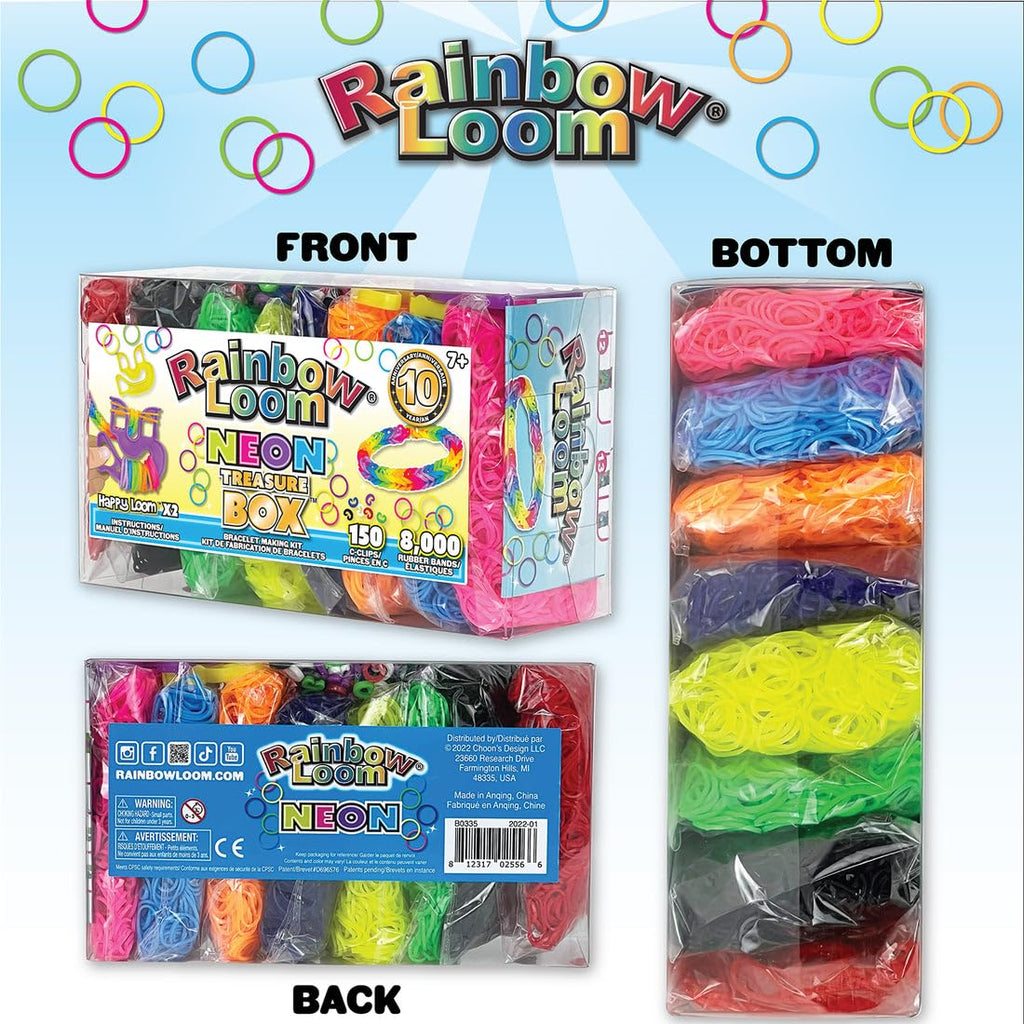 Rainbow Loom Treasure Box Neon Edition – 8,000 Neon Bands, 2 Happy Looms, Craft Kit for Ages 7+