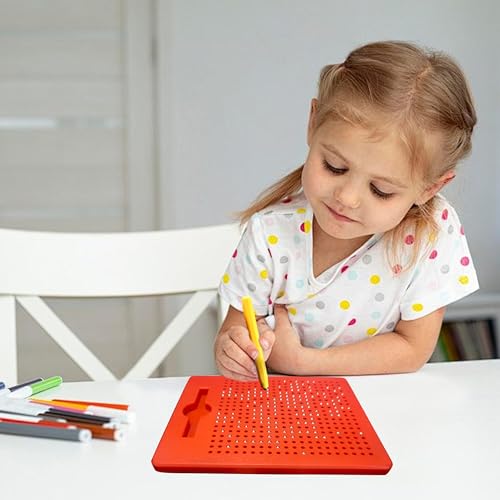 RAINBOW TOYFROG Magnetic Drawing Board – Push-Peel Bead Doodle Board for Kids Ages 4-8, Travel-Friendly