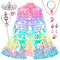 Rainbow Unicorn Princess Dress Up Cape Set for Girls 4-6 - 8 Pieces with Headband, Wand, and Jewelry