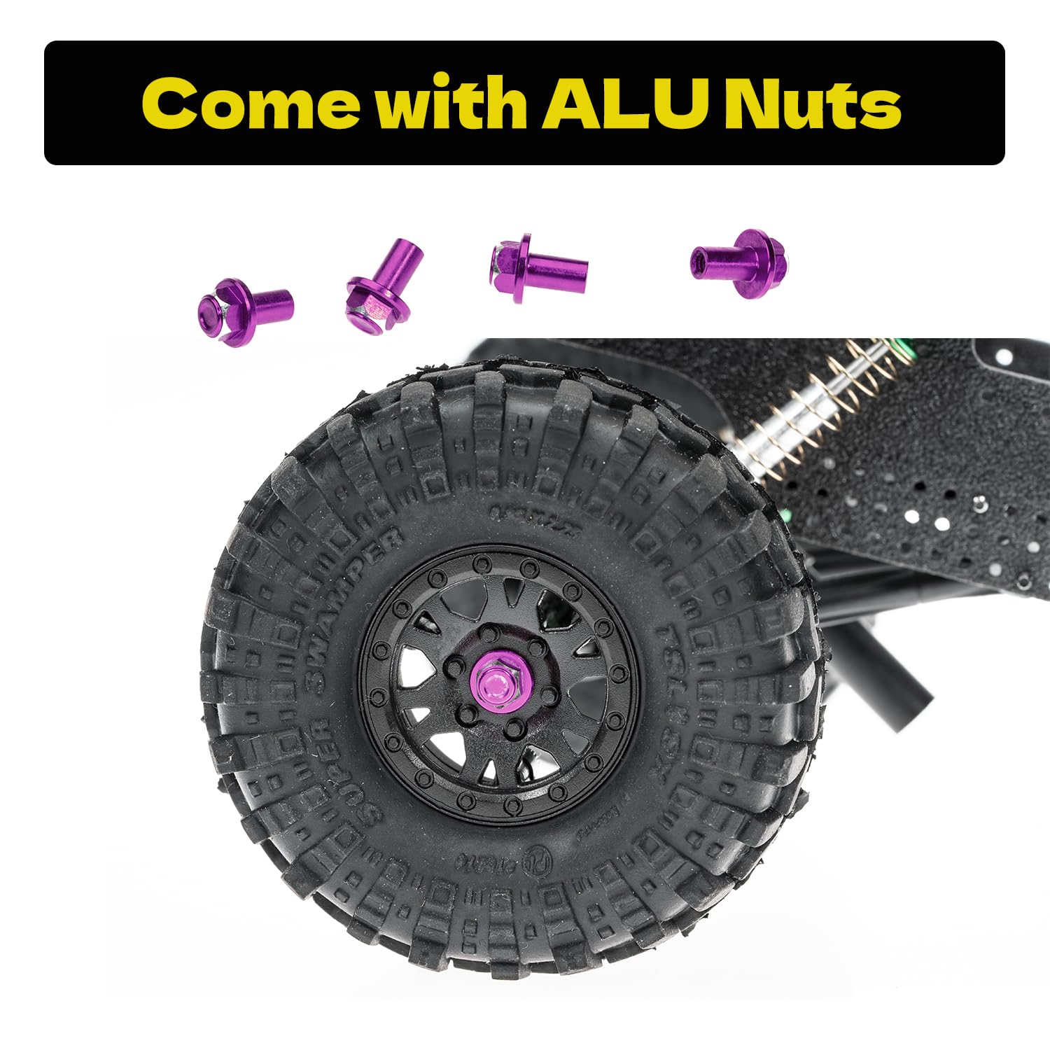 RampCrab Brass Hex Wheel Hub Extensions +5mm for SCX24 & AX24 (Purple)
