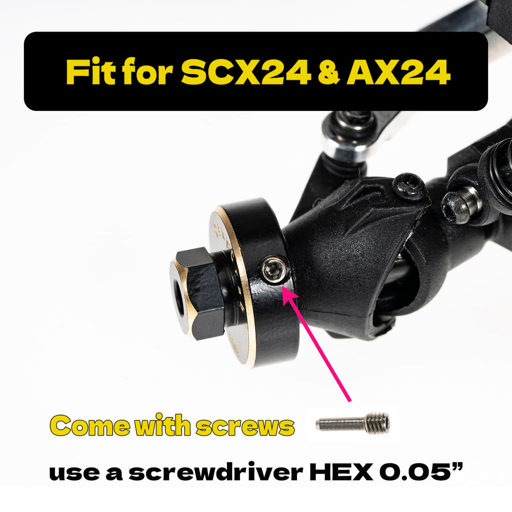 RampCrab Brass Hex Wheel Hub Extensions +5mm for SCX24 AX24 RC Crawler – Red