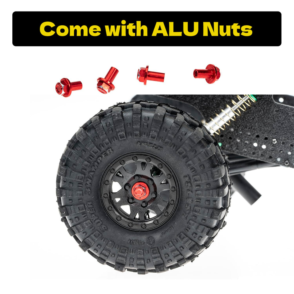 RampCrab Brass Hex Wheel Hub Extensions +5mm for SCX24 AX24 RC Crawler – Red
