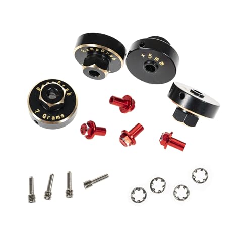 RampCrab Brass Hex Wheel Hub Extensions +5mm for SCX24 AX24 RC Crawler – Red