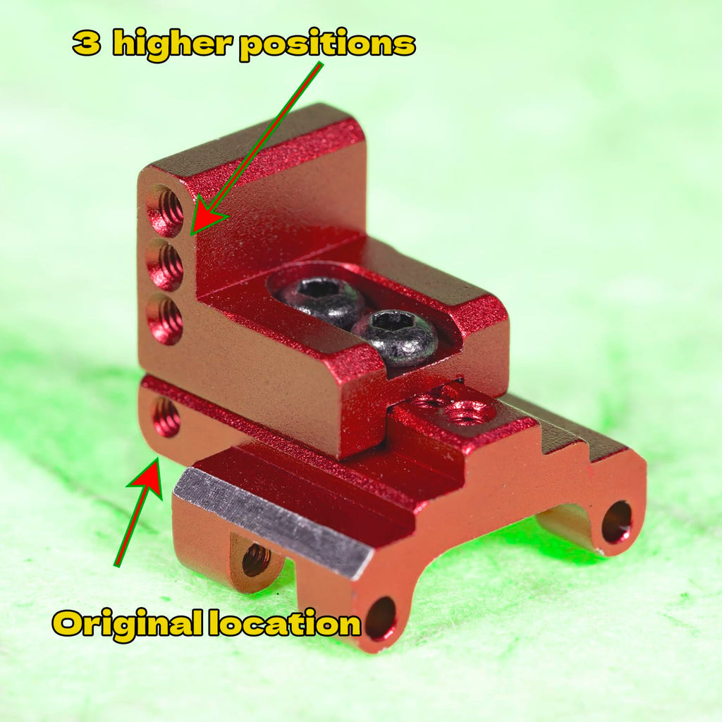 RampCrab Red Aluminum Rear Axle Truss Upper Links Mount for SCX24 and AX24 RC Crawlers (2 Pack)