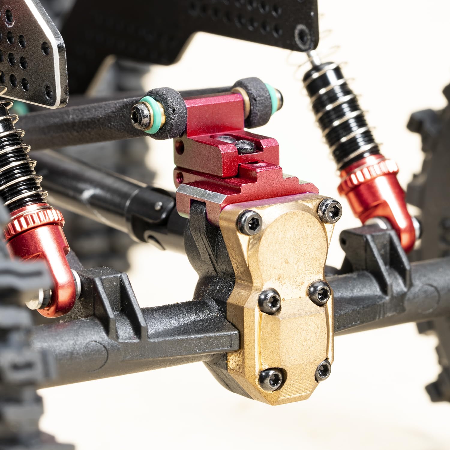 RampCrab Red Aluminum Rear Axle Truss Upper Links Mount for SCX24 and AX24 RC Crawlers (2 Pack)