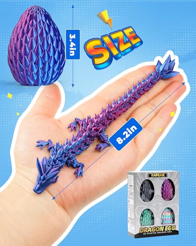 Rapean 8-Inch 3D Printed Dragon Eggs (4-Pack) – Easter Basket Stuffers for Kids and Teens