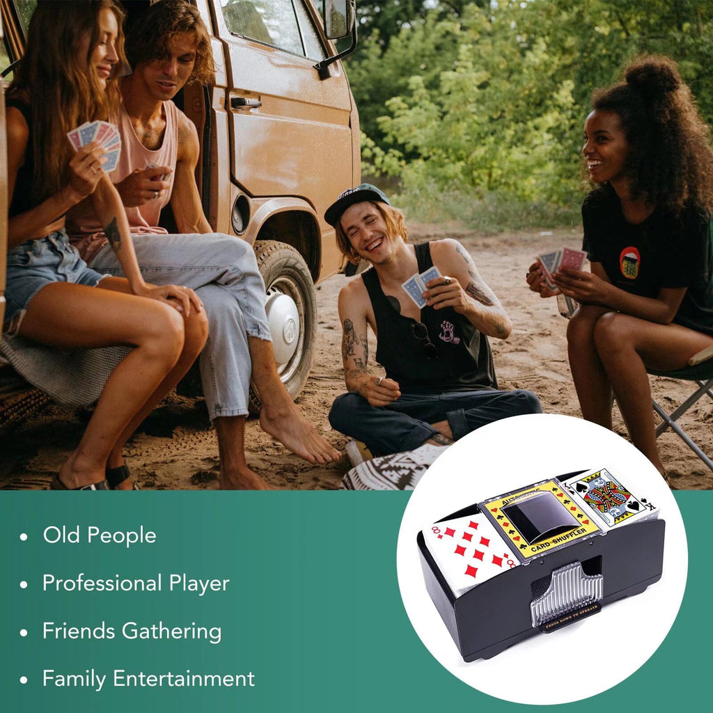 Rareidel Automatic Card Shuffler for 2 Decks – Battery Operated Electric Card Shuffling Machine for Poker, UNO, Blackjack & More