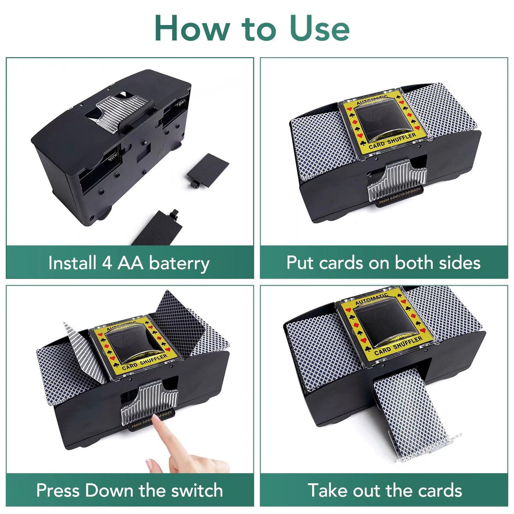 Rareidel Automatic Card Shuffler for 2 Decks – Battery Operated Electric Card Shuffling Machine for Poker, UNO, Blackjack & More