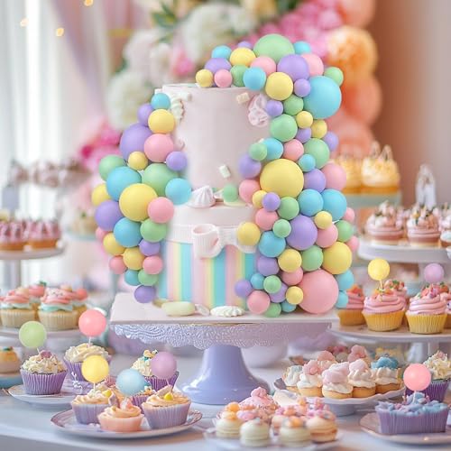 RASSLISA 113-Piece Colorful Ball Cake Picks - Pearl Cupcake Toppers for Parties
