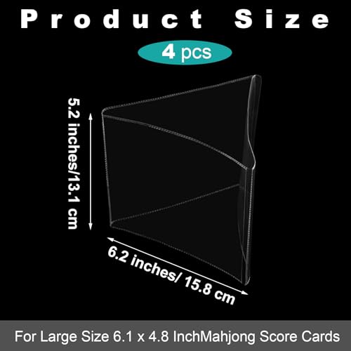 RattanView 8 Pack Clear PVC Mahjong Scorecard Protector Sleeves (6.3 x 5.2 inches) – Large Print Size, Foldable, Waterproof
