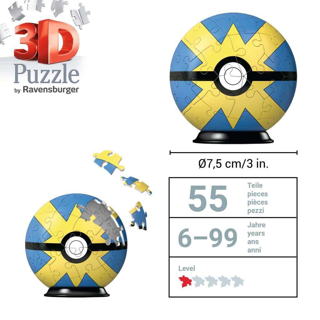 Ravensburger 3D Puzzle Pokémon Quick Ball – 54-Piece Pokéball Puzzle for Ages 6+