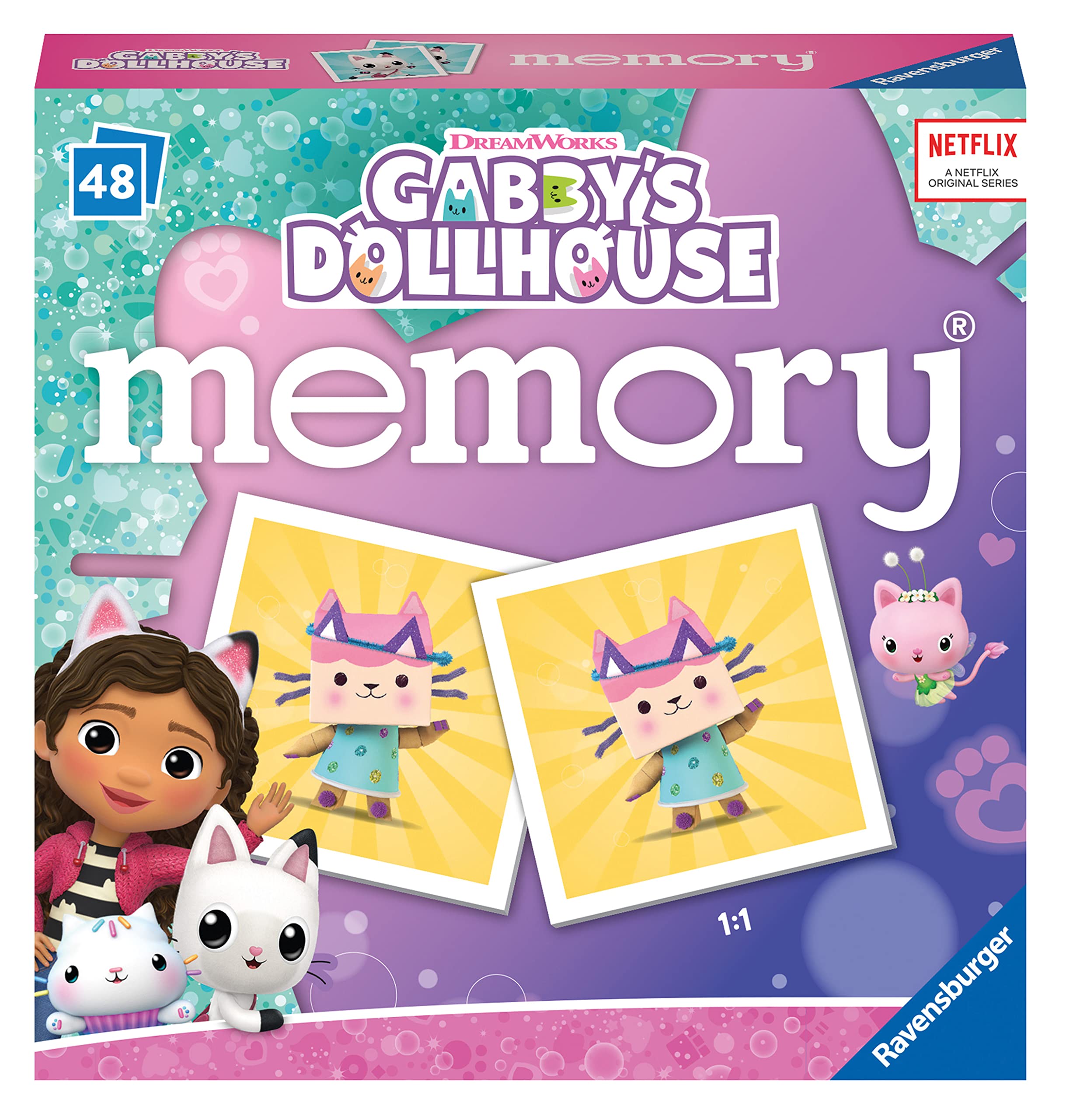Ravensburger Gabby's Dollhouse Mini Memory Game – 48 Cards, 24 Pairs, Ages 3+