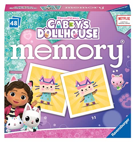 Ravensburger Gabby's Dollhouse Mini Memory Game – 48 Cards, 24 Pairs, Ages 3+