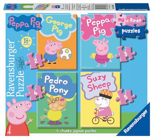 Ravensburger My First Puzzle: Peppa Pig – 4 Toddler Jigsaw Puzzles (2,3,4,5 Pieces)