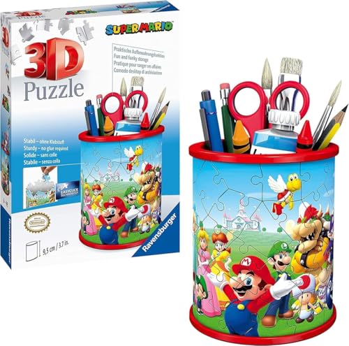 Ravensburger Super Mario Pencil Cup 3D Puzzle - Buildable Desk Organizer with 54 Pieces