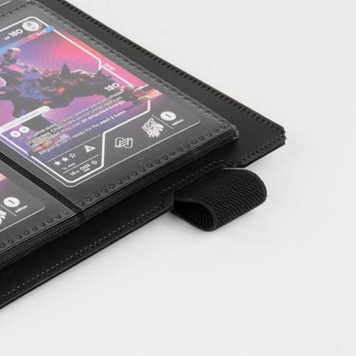 Raw2Rare FlexBinder160 - 4 Pocket Trading Card Binder with 160 Slots, Side-Loading Sheets, Elastic Band, Black
