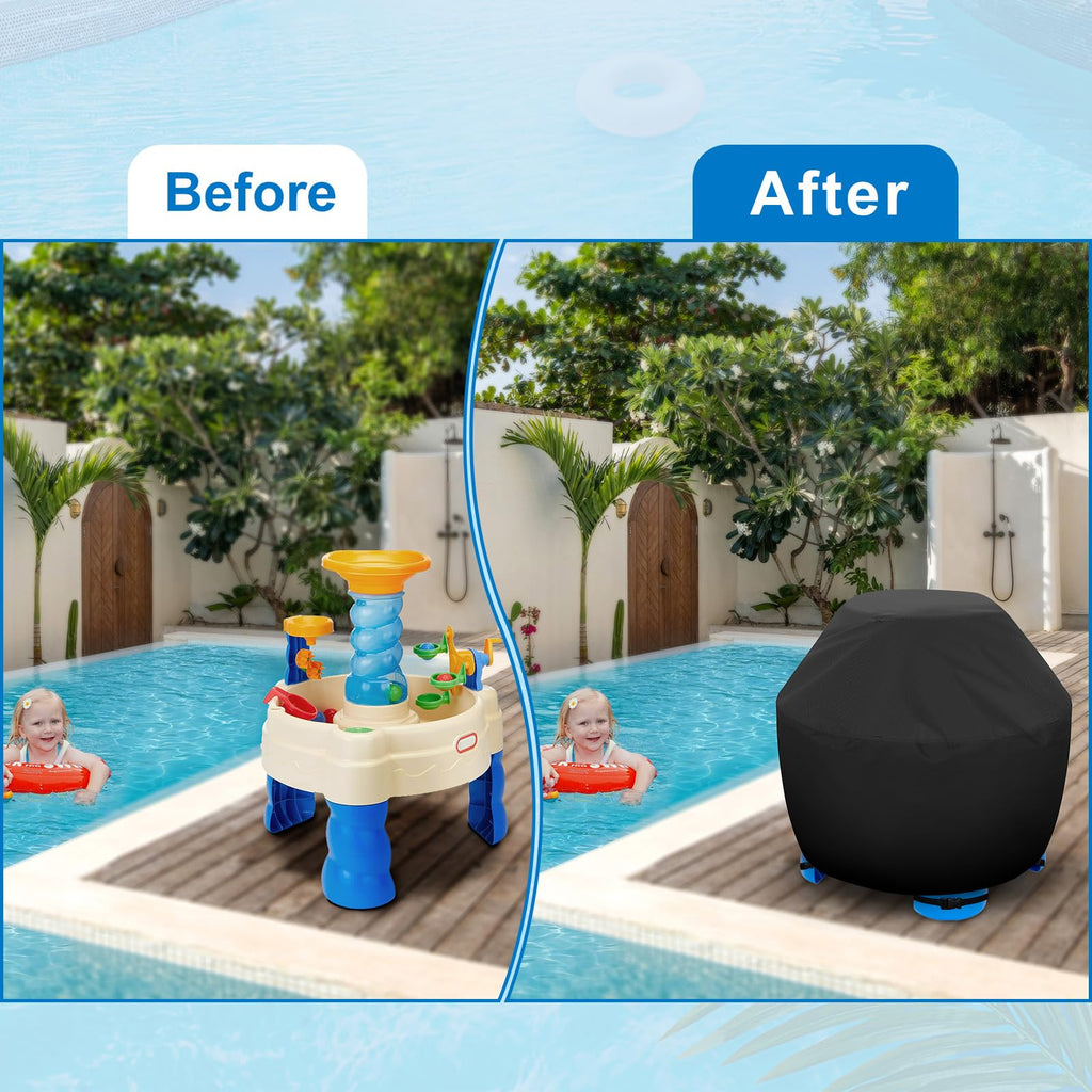 Raweao Water Table Cover – 34-Inch Round Protective Cover for Little Tikes Showers Splash Tower, Waterproof & Dustproof