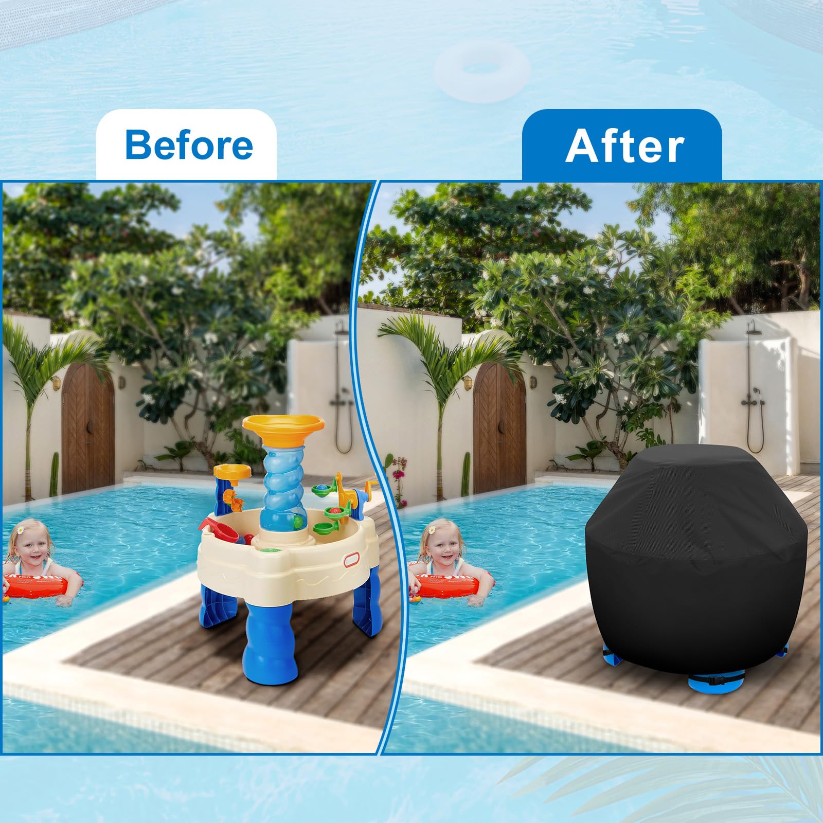 Raweao Water Table Cover – 34-Inch Round Protective Cover for Little Tikes Showers Splash Tower, Waterproof & Dustproof