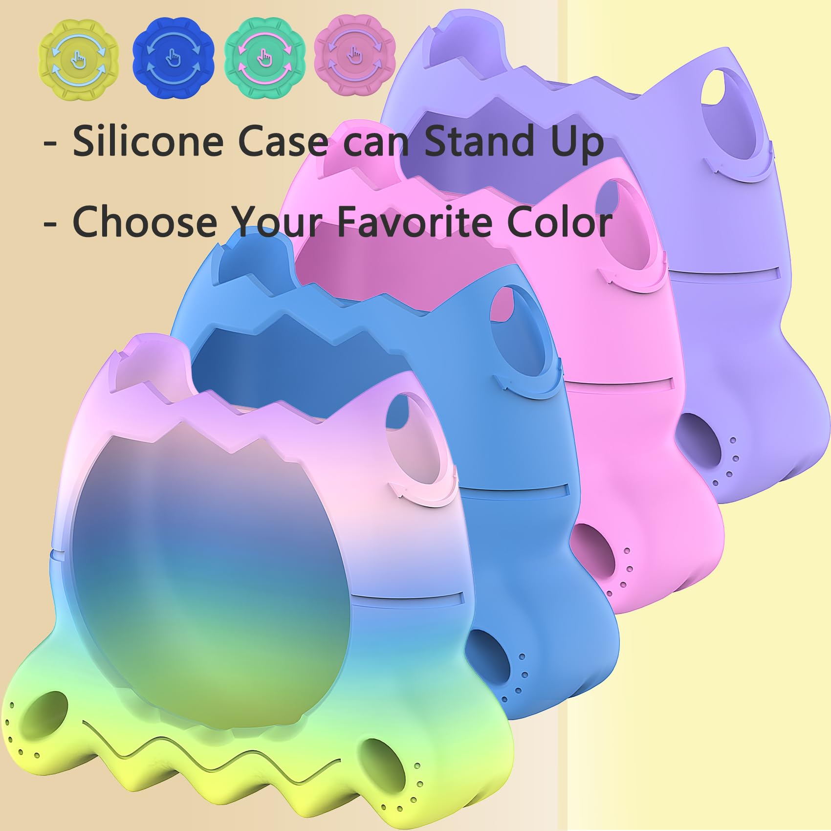 RAWECUD Silicone Case for Tamagotchi Paradise with Screen Protector and Lanyard, Rainbow