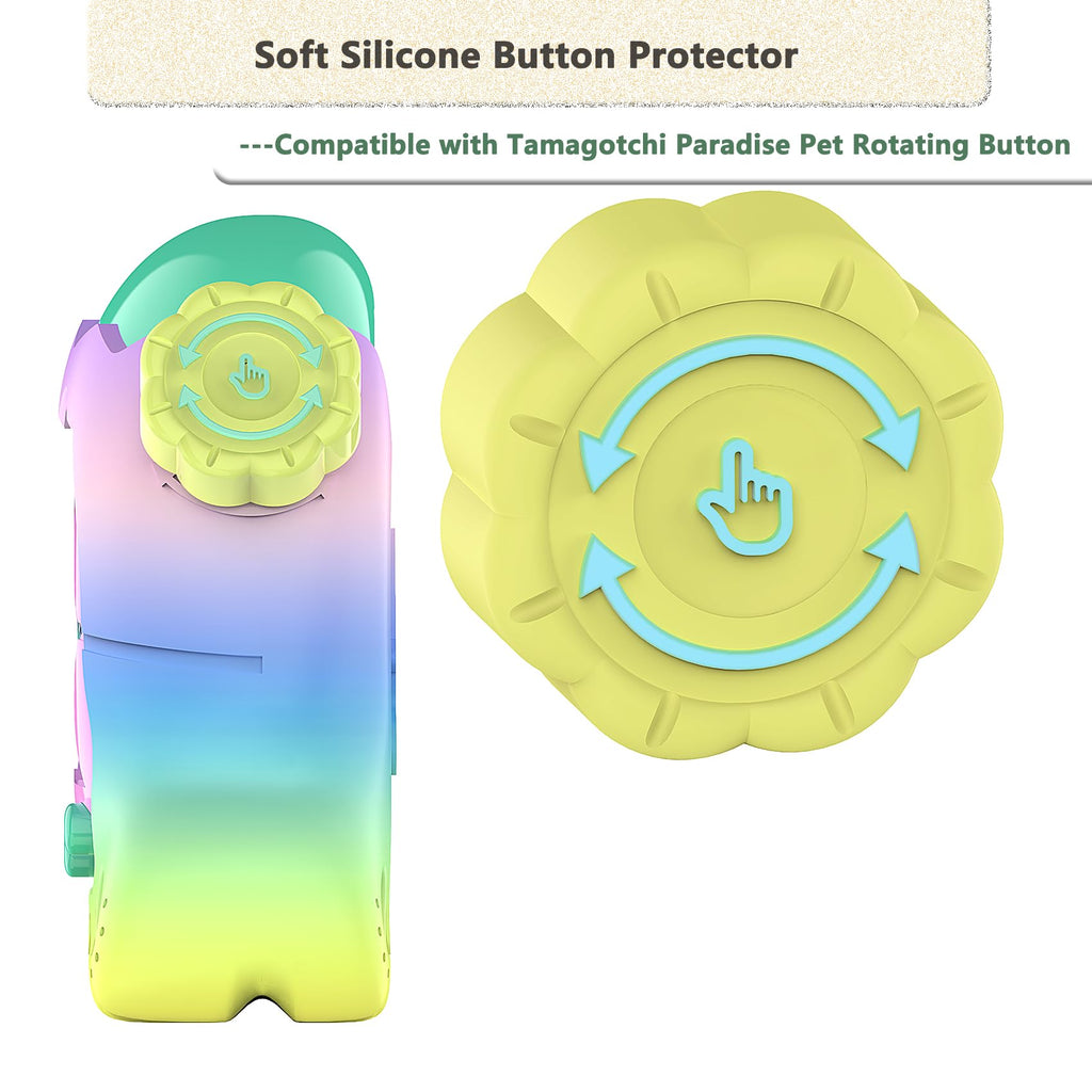 RAWECUD Silicone Case for Tamagotchi Paradise with Screen Protector and Lanyard, Rainbow