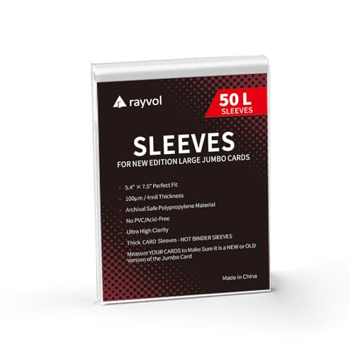 Rayvol Jumbo Card Sleeves Size L (5.4" x 7.4") – 50 Pack for Oversized TCG Cards