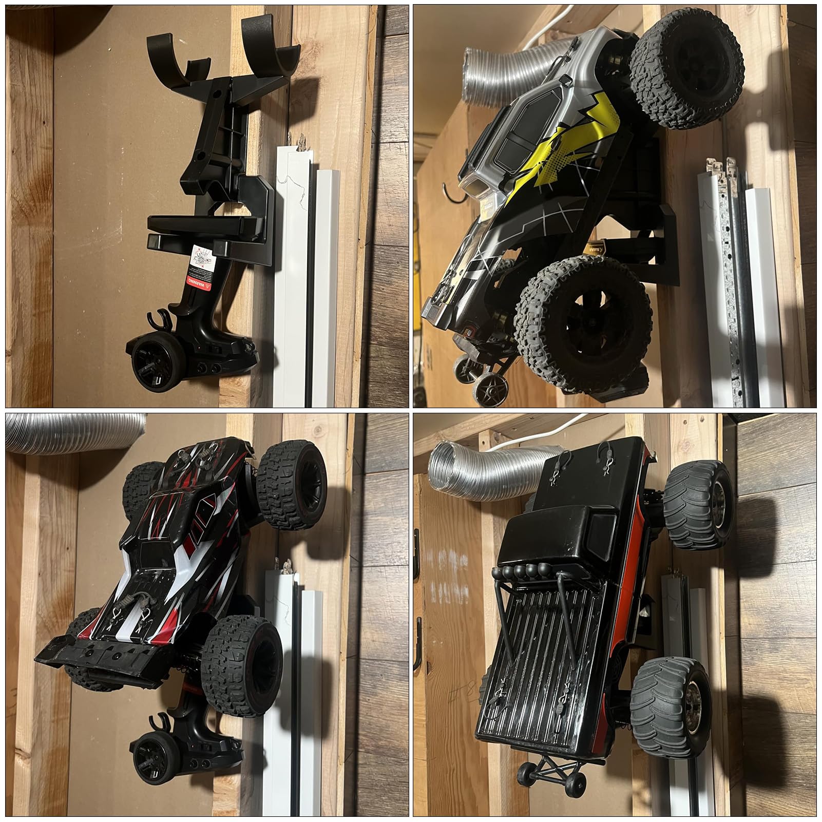 RC Car Wall Mount – Organize Your 1/14 to 1/24 RC Model and Transmitter, Prevents Tire and Shock Wear (Black)