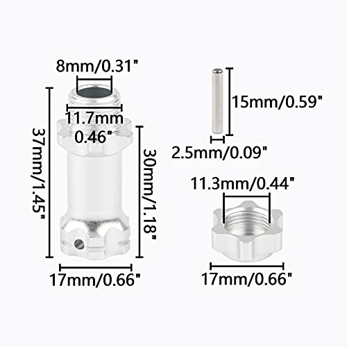 Rchobbytop 17mm Hex Adapter Extenders - 30mm Length, 34mm Total Width Increase for 1/8 RC Cars (4 Pack)