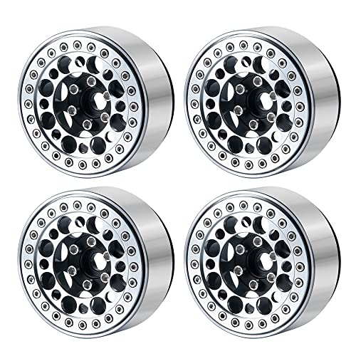 RCLIONS 4-Pack Aluminum 1.9" Beadlock Wheel Rim Rings for 1/10 RC Crawler (Silver)